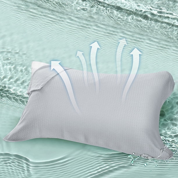 Funda de almohada de punto de algodón natural, transpirable y refrescante para el verano, ideal para el cuidado del cabello y la piel, de fibra suave, tamaño estándar, Aestivo | Gris |