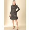 thumbnail image 3 of Vestido A Media Pierna Allegra K Leopardo Negro M, 3 of 6