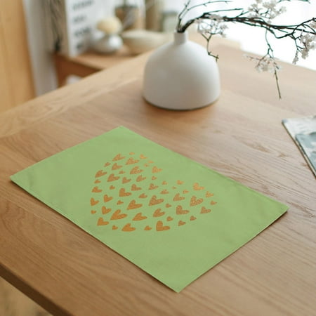 

WodoFoxo Heart Pattern Cotton Linen Table Placemats Dinner Kitchen Pad Mats