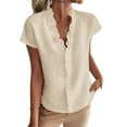 thumbnail image 1 of Women'S Casual V Neck Ruffle Short Sleeve Summer Tank Tops Shirts Apricot S, 1 of 8