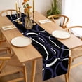 thumbnail image 3 of Blue Geometric Table Runner - 120 Inch Long, Kitchen Dining Table Runner Dresser Scarves, Contemporary White Abstract Lines Black Farmhouse Decor for Coffee Tables Wedding Party Banquet, 3 of 8