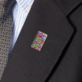thumbnail image 2 of Hummingbird Colorful Pattern Metal Rectangle Lapel Hat Pin Tie Tack Pinback, 2 of 4