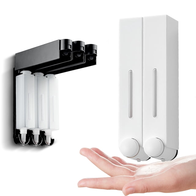 Mistaha Versatile Manual Press Soap Dispenser Set for Home - Durable Wall-Mounted Liquid Soap Dispenser, Easy Installation, Leak-Proof Inner Core Bottle, 420ML Capacity, Smooth Pumping, White, Pack