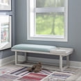 thumbnail image 2 of Powell Mickle Upholstered Bench with Built-In Tray, Whitewash/Aqua, 2 of 11