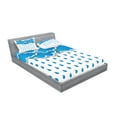 thumbnail image 2 of Ambesonne Blue Fitted Sheet & Pillow Sham Set, Puffy Clouds Rainy Day, Queen, Blue White, 2 of 2