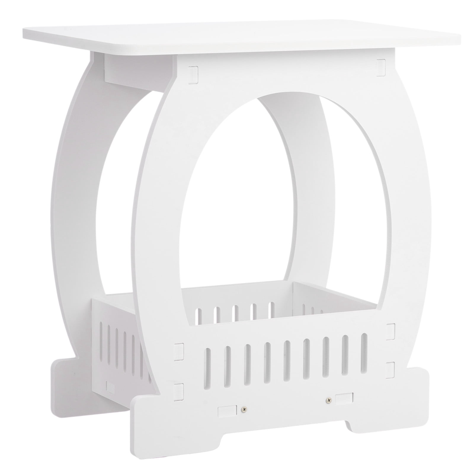 Side Table with Storage, Nightstand End Table for Small Spaces, Modern Arch Design Bedside Table for Indoor Outdoor, White