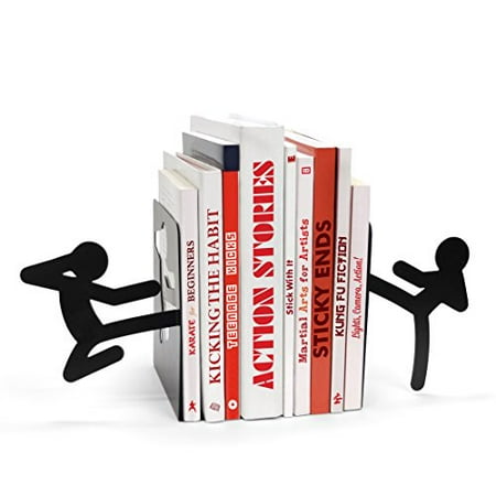 - MUSTARD Bookends metal for shelves I Storage for Books, DVDs, CDs I Funny Gift idea for Men & Women I Stationery & Office Supply - Stickmen