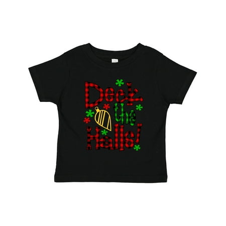 

Inktastic Deck the Halls in Green and Red Plaid with Christmas Bulb Gift Toddler Boy or Toddler Girl T-Shirt