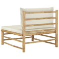 thumbnail image 3 of vidaXL Garden Middle Sofa with Cream White Cushions Bamboo, 3 of 4