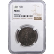 1916 Liberty Walking Half Dollar AU 58 NGC Silver 50c Coin SKUI17925