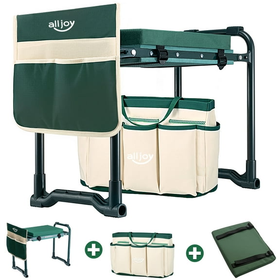 ALLJOY Foldable Garden Kneeler Seat with Upgraded Thicken Kneeling Pad, with 2 Tool Pouches Heavy Duty Thick Gardening Bench for Kneeling and Seat
