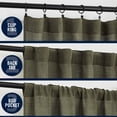 thumbnail image 2 of No. 918 Anders 2-pack Faux Linen 3-in-1 Versatile Hanging Semi-Sheer Back Tab/Rod Pocket Curtain Panel Pair with Ring Clips, Olive, 37"W x 84"L (2 Panels), 2 of 8