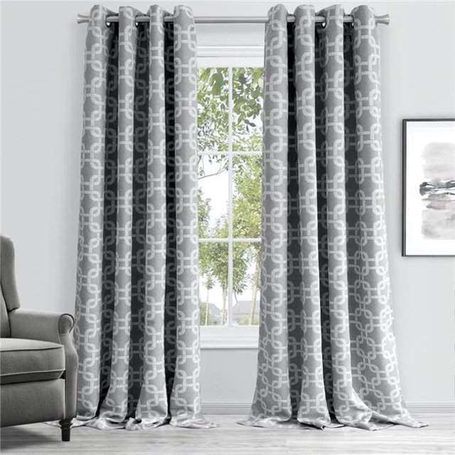 HomeRoots 473334 Panneau de Rideau de Fenêtre Motif Entrelacé Argent 84 Po.