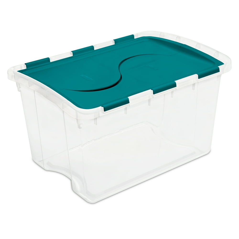 Sterilite 48 Quart Single Unit Teal Sachet Hinged Lid Storage Box