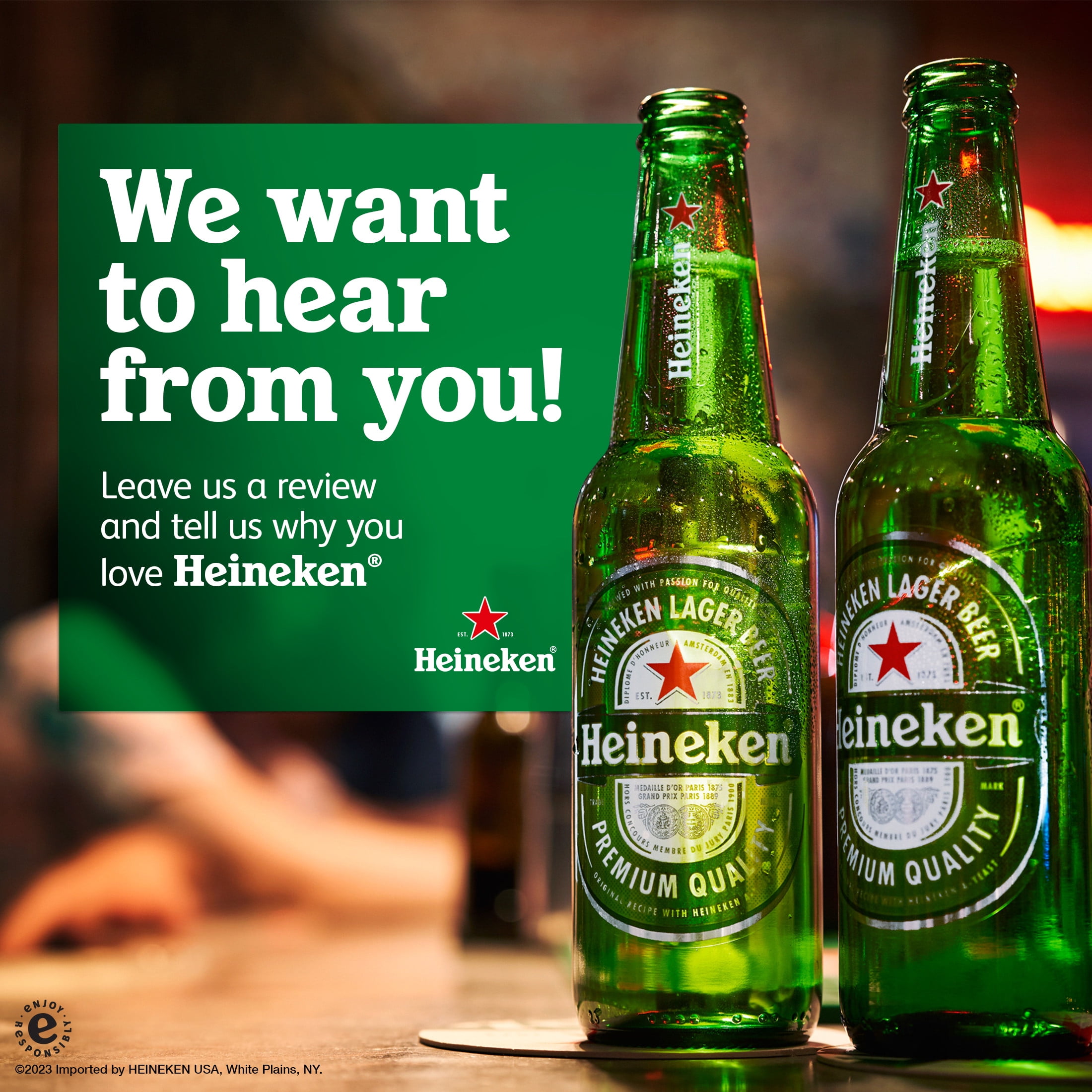 Heineken Original Netherlands Lager Import Beer, 18 Pack, 12 fl oz Bottles, 5% ABV