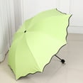 thumbnail image 2 of TNOBHG Foldable Sun Umbrella Sun Protection Umbrella Tri-fold Windproof Rainproof Wave Edge Vinyl Umbrella Compact Uv Blocking Parasol with Cover for Rain, 2 of 8
