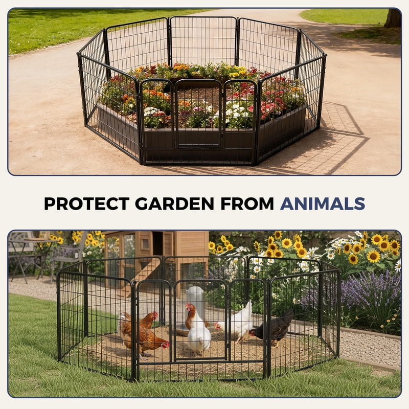 Daluvenix Dog Playpen Outdoor Extra Wide 16 Piece Panels Heavy Duty Dog Fence 40" Height Anti-Rust with Doors Portable for Large Dogs