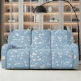 thumbnail image 2 of ZIATUBLES 8 PCS Recliner Sofa Covers Stretch Reclining Couch Covers for 3 Cushion Recliner Chair Slipcovers Furniture Protector Soft Washable Living Room Decor Accessories, Floral Blue, 2 of 9