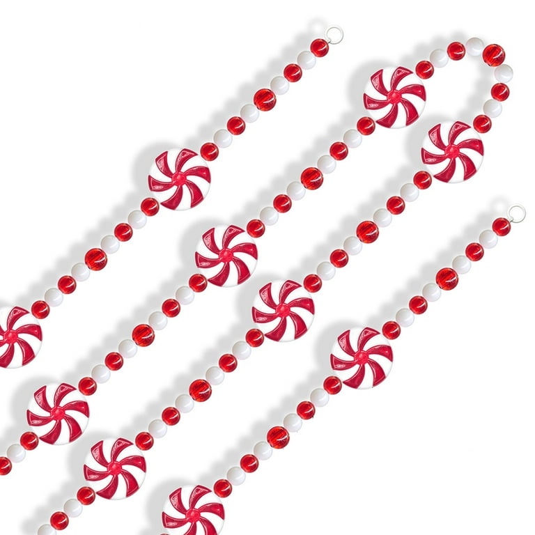 Christmas Multi Colored Beaded Garland Acrylic Glittered Red White Green  D4053, 1 - Kroger