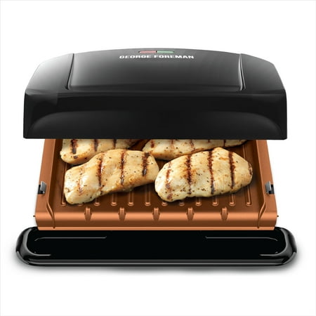 George Foreman 4-Serving Copper Color Removable Plate Grill, Electric Indoor Grill and Panini Press, Black/Copper, (Best Health Grill With Removable Plates)