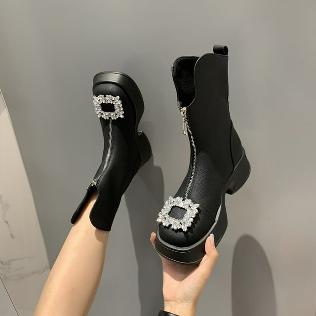 Styesk Boots for Women Short Boots For Women, Fall And Winter Boots, 2023 New Flat Boots, Back Zipper, Foolproof Soft Leather, Versatile And Naked Boots Work Boots for Women