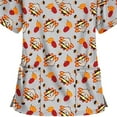 thumbnail image 3 of Puntoco Blusa de manga corta con cuello en V para mujer, uniforme de trabajo, blusa de Acción de Gracias de Navidad Puntoco Puntoco-2628, 3 of 6