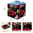 thumbnail image 3 of FeBohao Storage Bins Boxes Oxford Leather Handle Square Foldable Sock Underbed Cute Vintage Sweater Nursery Baby Office Print Replacement Multifunctional Organizer Basket Cherry, 3 of 6