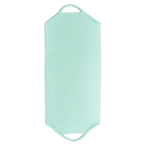 Nylon Body Scrubber Towel for Shower, Exfoliating Washcloth with Stretchable Pull Strap for Back Washing, Soft Scrub Cloth for Deep Cleaning Skin