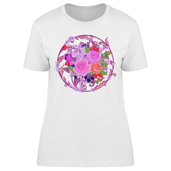Ornamental Circle Of Flowers T-Shirt Women -Image by Shutterstock, Female 3X-Large