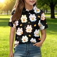 thumbnail image 2 of Grblisyd Girls Shirts Cute Animal Print Short Sleeve Collar Polo Shirts Casual Loose School Uniform Shirt, 2 of 6