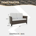 thumbnail image 4 of EAGLE PEAK Ocean Vista Patio Variated Brown All-weather PE Wicker Loveseat Sofa with Extended Armrest, Beige Cushions, 4 of 9