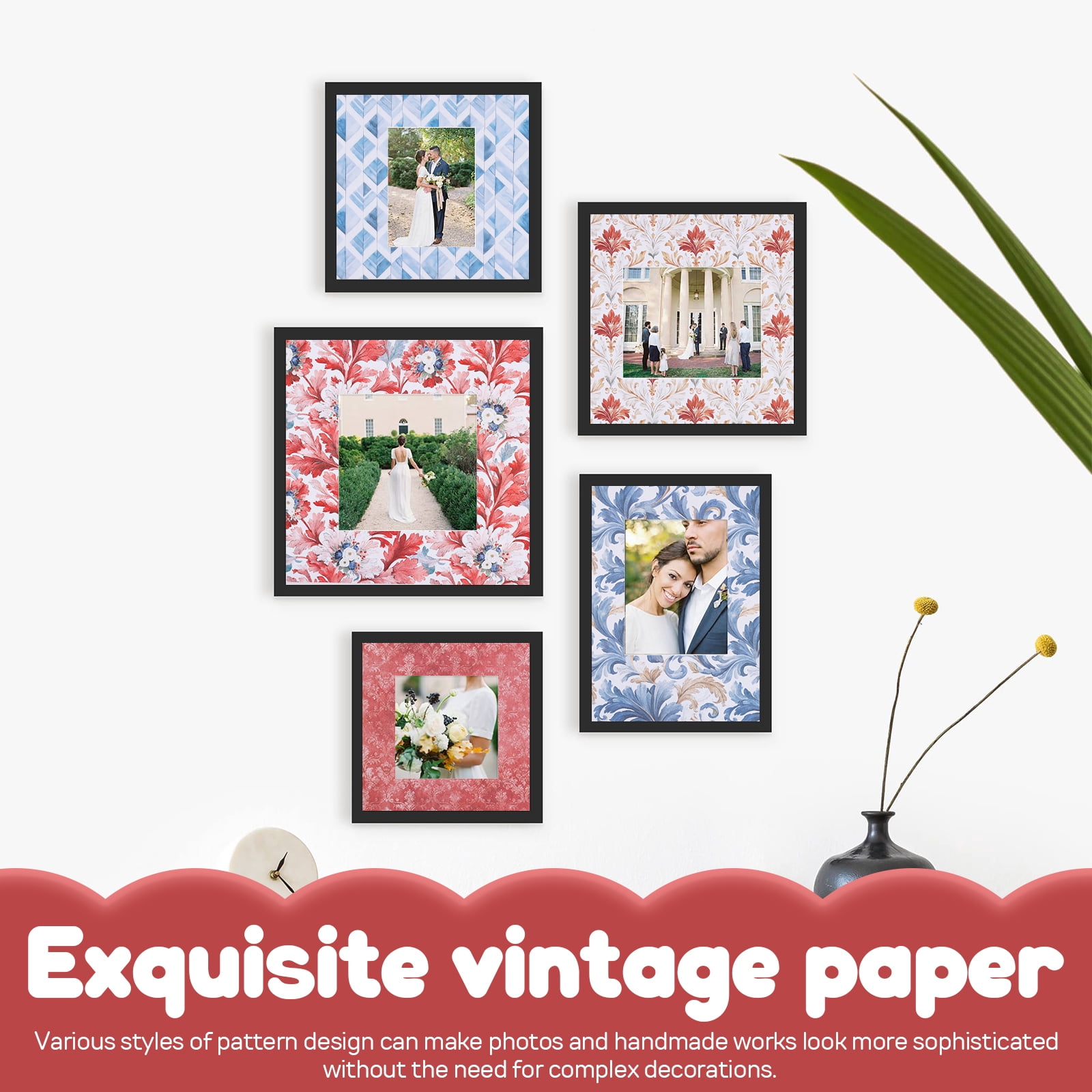 Scrapbook Paper,24 Sheets 12×12 Inch Vintage Stripe Style Scrapbook Supplies,Single-Sided Vivid Origami Decoupage Paper for DIY Crafts, Card Making, Art Journaling(D Style)