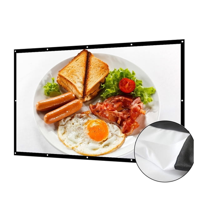 100 120 150 Inch 16:9 Projector Screen 3D HD Home Theater Wall Matt White Projection Screen Portable Anticrease Canva ,Sharper and Brighter
