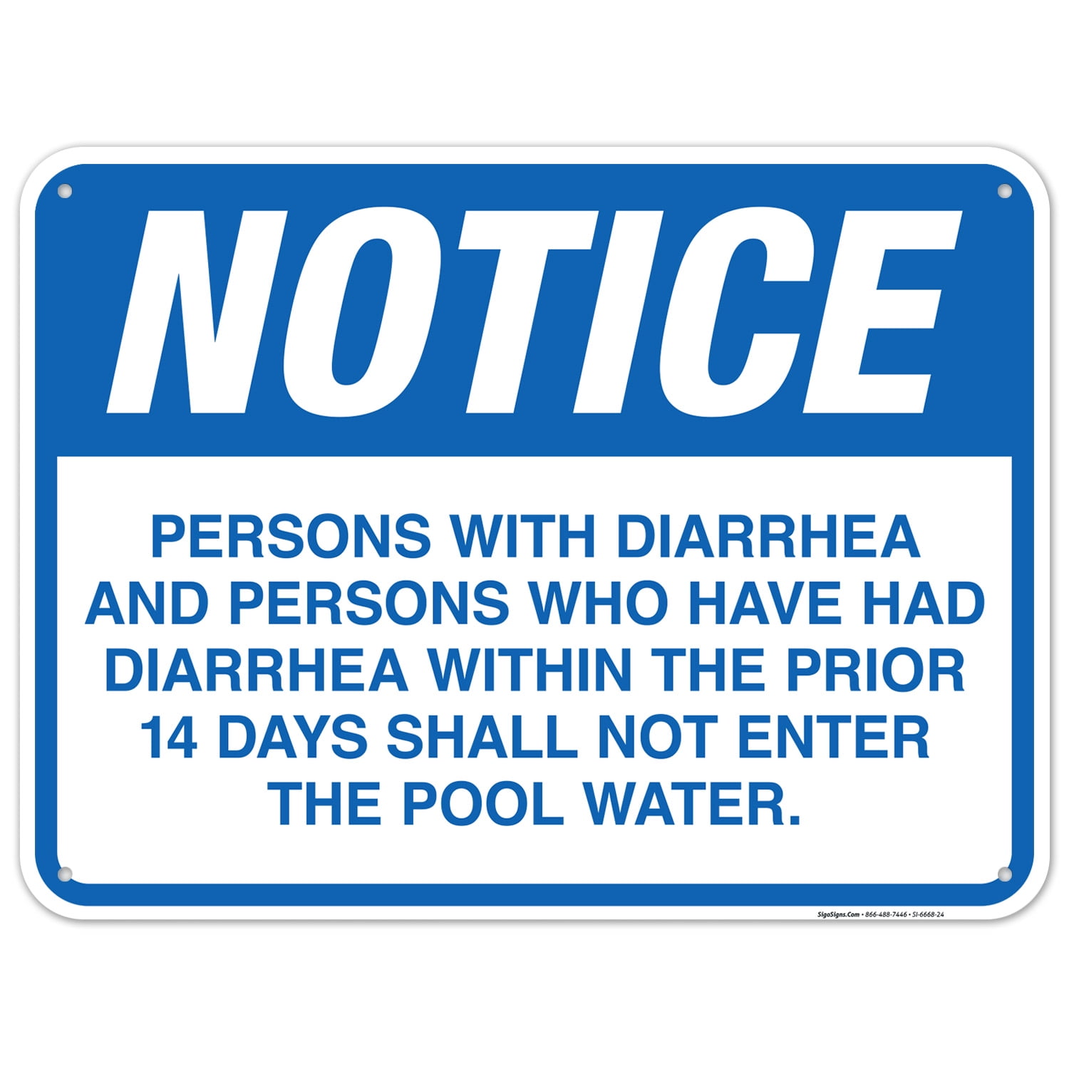 Persons With Diarrhea And Persons Who Have Had Diarrhea Sign, Pool Sign
