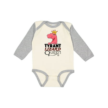 

Inktastic Tyrant Lizard Queen- Pink Dinosaur with Crown Gift Baby Girl Long Sleeve Bodysuit