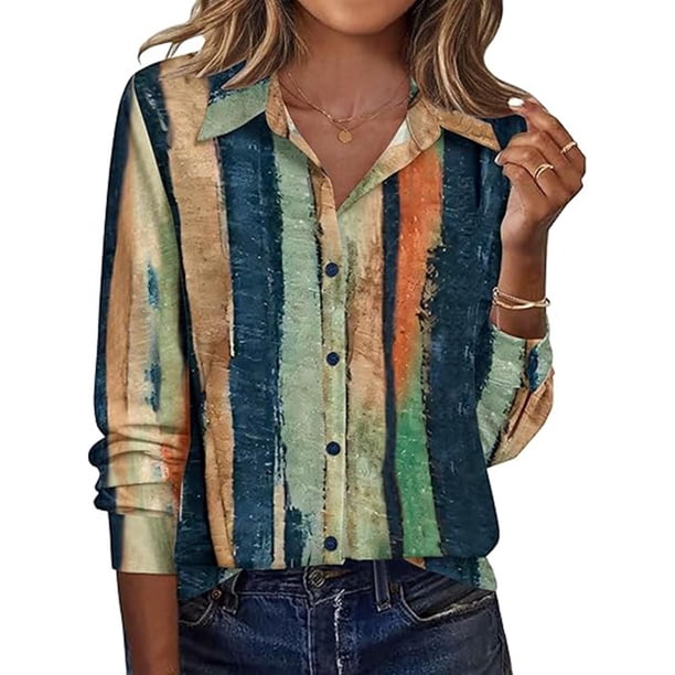 Camisas de Manga Larga para las Mujeres Blusa de Trabajo Casual de Ajuste Suelto de Negocios, Camisas de Manga Larga para las Mujeres