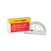 School Smart 0 - 180 deg Multi-Use Protractor, 3-7/8 in Graduation, Plastic, Clear, Pack of 12