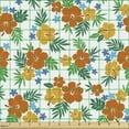 thumbnail image 2 of Floral Upholstery Fabric by the Yard, Hibiscus Petals with Exotic Lily Blooms Aloha Hawaiian Foliage Pattern, Decorative Fabric for DIY and Home Accents, White and Multicolor by Ambesonne, 2 of 5