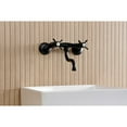 thumbnail image 3 of Kingston Brass KS2110BEX Essex Double-Handle 2-Hole Wall Mount Bathroom Faucet in Matte Black, 3 of 8