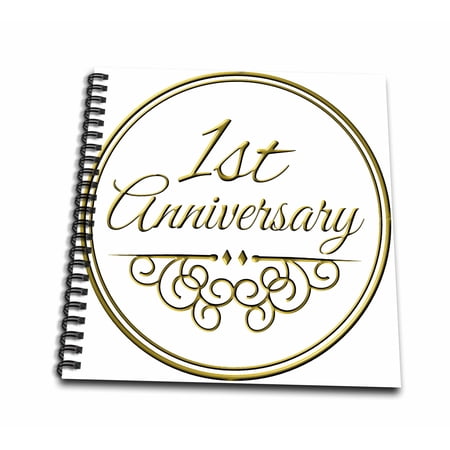 3dRose Gift For 1st Anniversary – Gold Text For Celebrating Wedding Anniversaries 1 – First One Year Together Drawing Book 8 x 8 inch