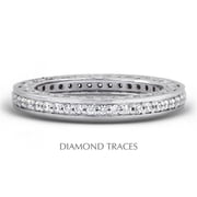 Diamond Traces UD-EWB452-6448 14K White Gold Pave Setting 0.61 Carat Total Natural Diamonds Vintage Eternity Ring