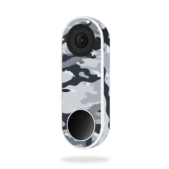 MightySkins NEHEL-Gray Camouflage Skin for Nest Hello Video Doorbell - Gray Camouflage