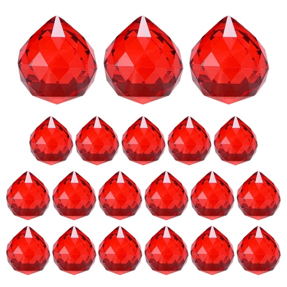 20-Pack Crystal Ball Prisms, 24mm/0.94 Inch Hanging Crystals Chandelier Prisms for Home/Windows/Garden/DIY[Bright Red]