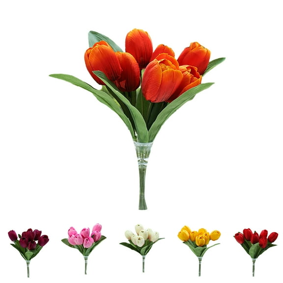 Artificial Silk Tulips Artificial Flowers - 1Pc Real Touch Fake Flower Arrangement Bouquets for Easter Spring Wreath Wedding Bouquet Centerpiece Floral Arrangement Cemetery Table Décor 13" Tall