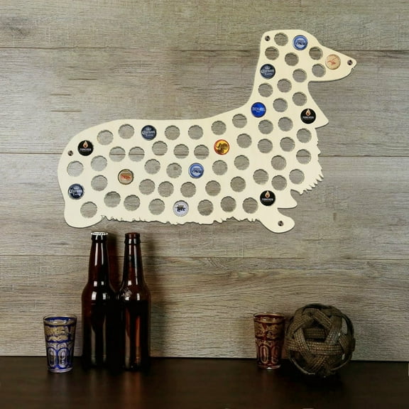 Torched Dachshund Dog Beer Bottle Cap Holder Wall Mount Display Decor