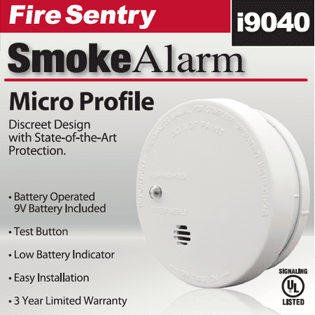 Kidde Fire Sentry Micro Profile 3 Year Smoke Alarm, 9 Volt Battery