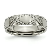 Beautiful Titanium Criss-cross Design 6mm Brushed and Polished Band