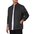 thumbnail image 4 of INSPIRE CHIC Men's Vintage Bomber Jacket Lightweight Stand Collar Zipper Casual Suede Jacket S Black, 4 of 5