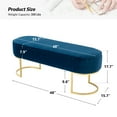 thumbnail image 4 of Velvet Upholstered Entryway Bench Bed Foot Stool with Horseshoe-shaped Metal Base Bedroom Navy, 4 of 6
