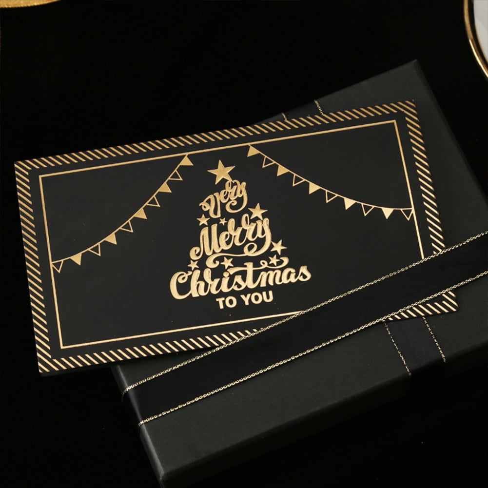 Esaierr 6PCS Christmas Thank You Cards Fine Foil Stamping Greeting Cards Christmas Cardstock with Envelopes Christmas Wishes for Friends Gifts